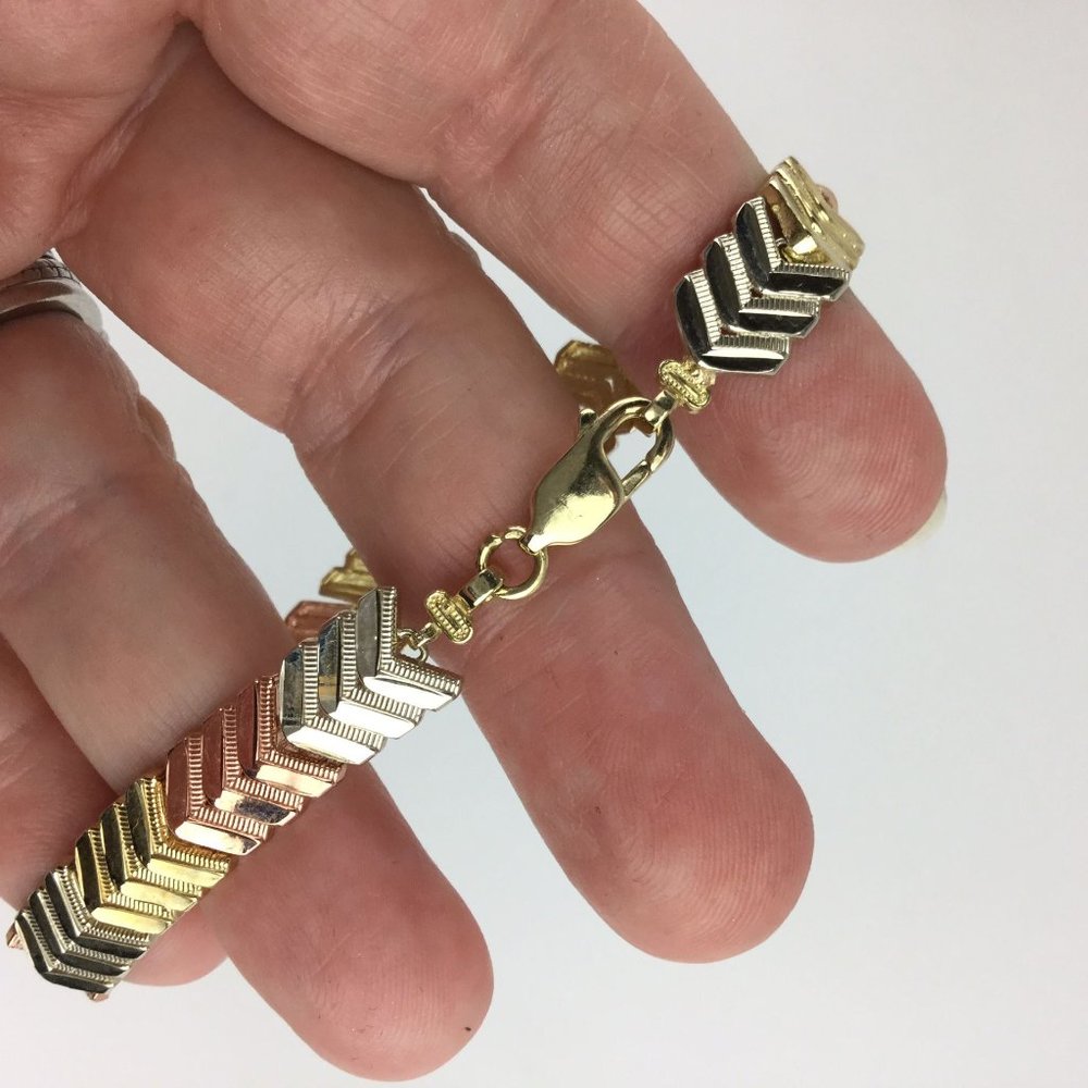 10K Tri-Color Gold Bracelet - Picture 3 of 3